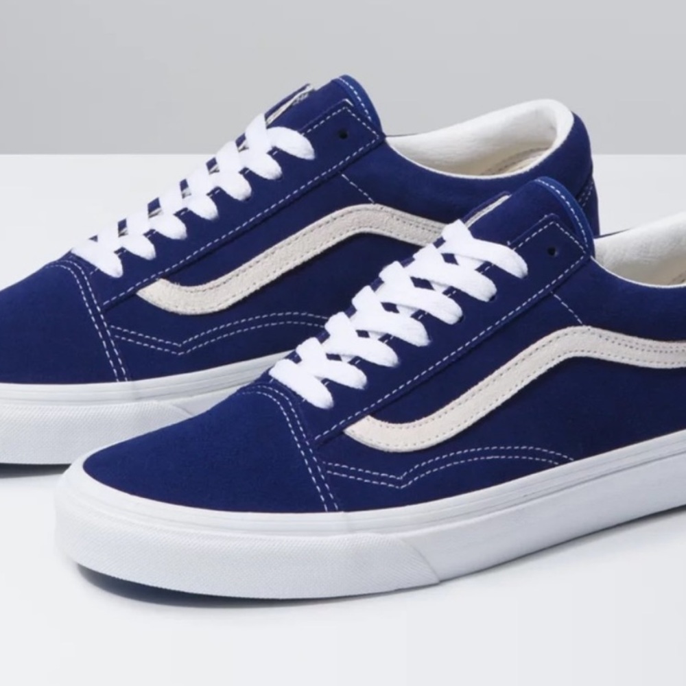 Vans Classic Old Skool Low Top Blueprint Blue Cobalt Suede Lace Tie 5 6.5